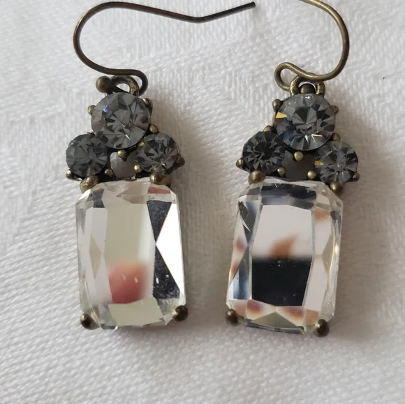 Vintage Retro Crystal/Rhinestone Earrings - Picture 2 of 6